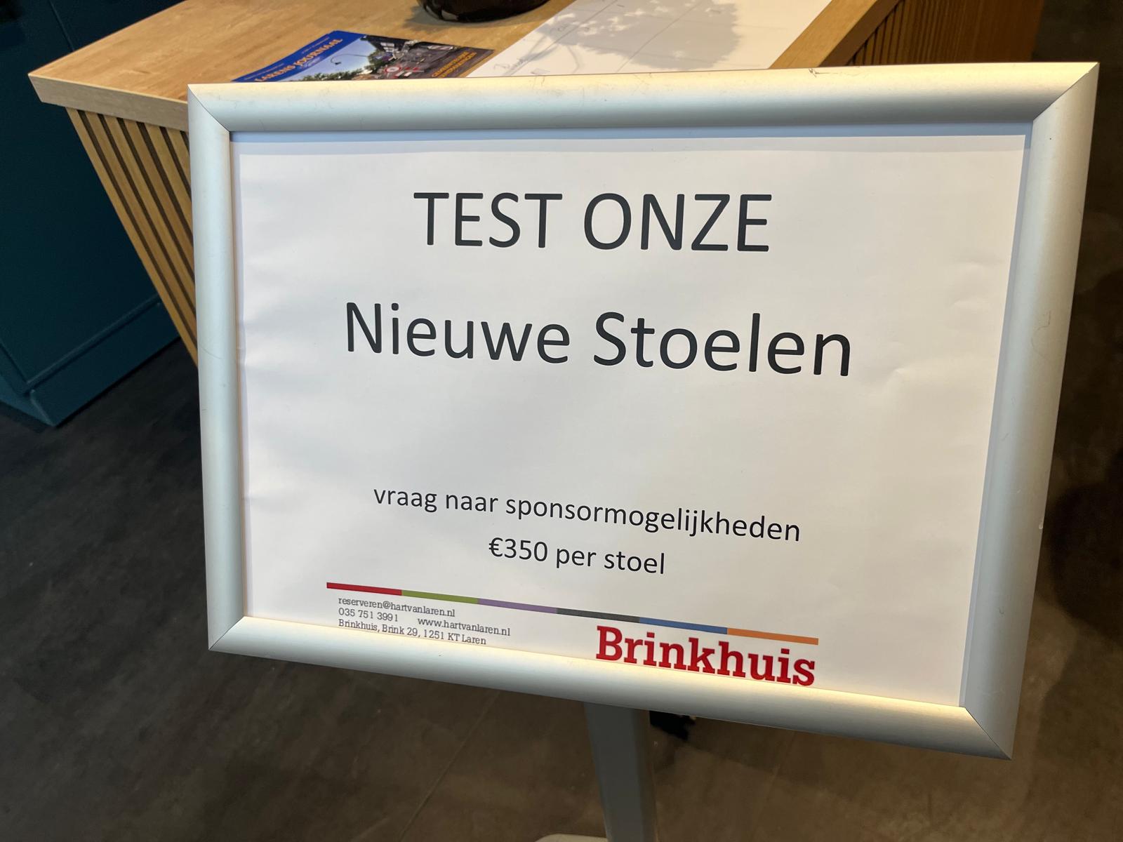 Sponsor een theaterstoel voor het Brinkhuis in Laren Sponsor een theaterstoel voor het Brinkhuis in Laren