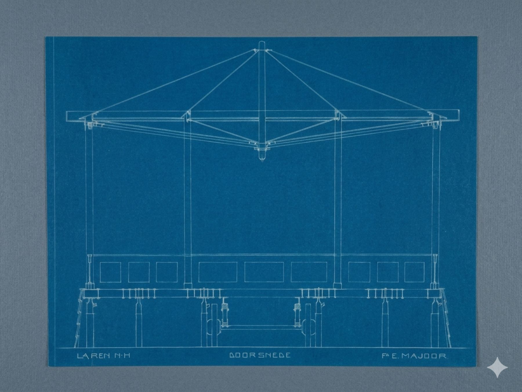 Tekening Muziektent Laren Originele tekening van de Muziektent Laren